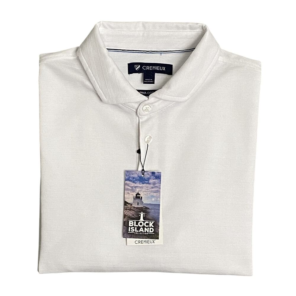 Daniel Cremieux Polo Shirt 38 Men's Medium Supima Cotton Shirt White Stripe NEW